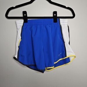 Nike Livestrong Gym Shorts Dri Fit Lined Athletic Womens Size Small Blue/yellow